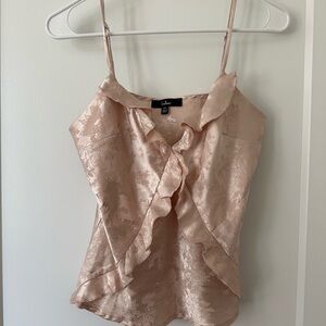 Lulu's Women's light pink satin Ruffle Top